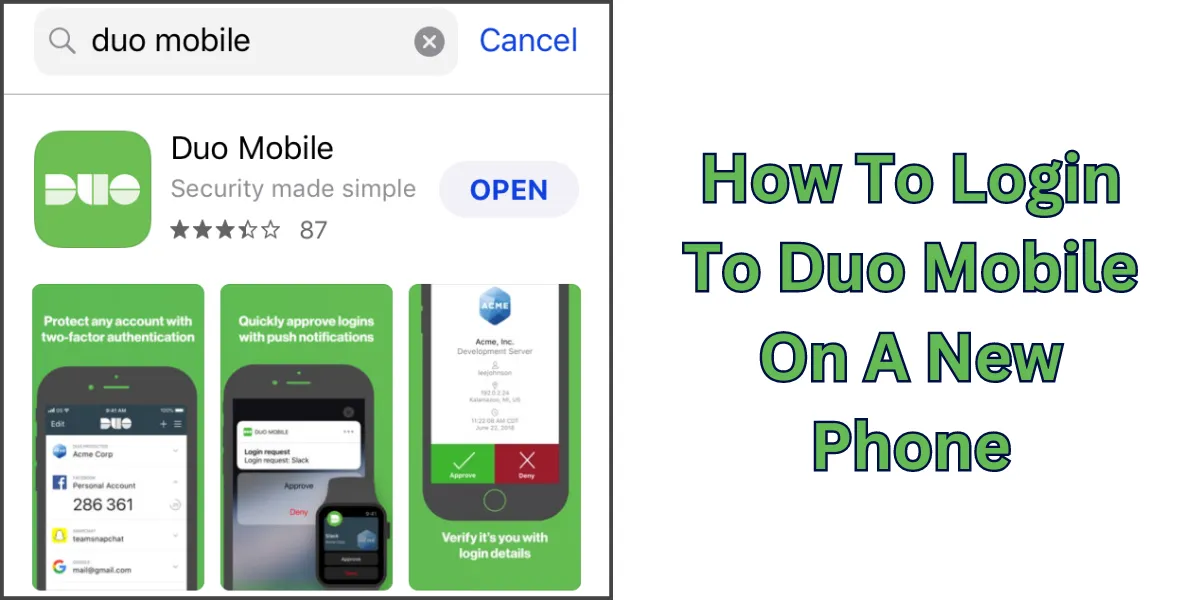how to login to duo mobile on a new phone